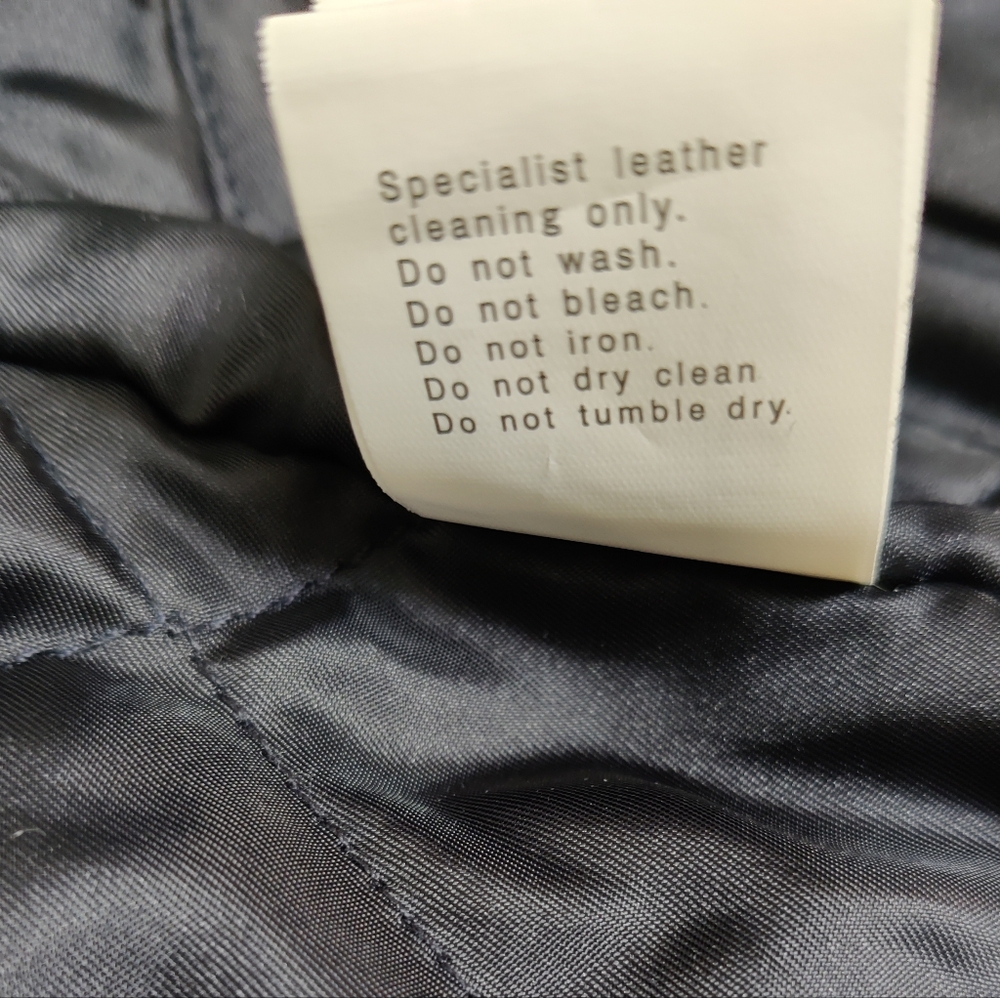 Human Made Dry Alls Varsity Jacket Navy Wool Leather Size L - Picture 10 of 12